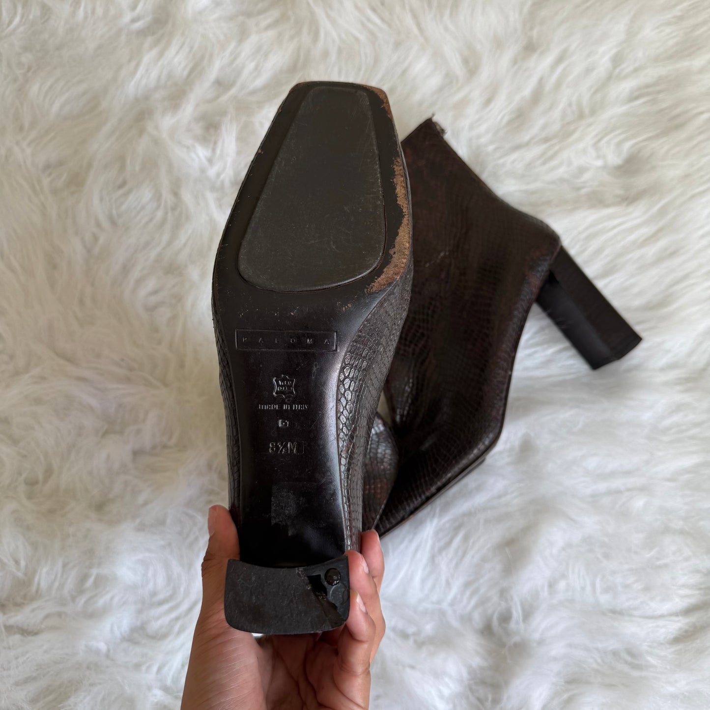 Size 8 Paloma Leather SnakeSkin Booties