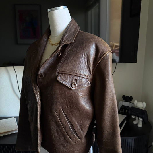 Size Medium Vintage Ann Taylor Brown Leather Jacket