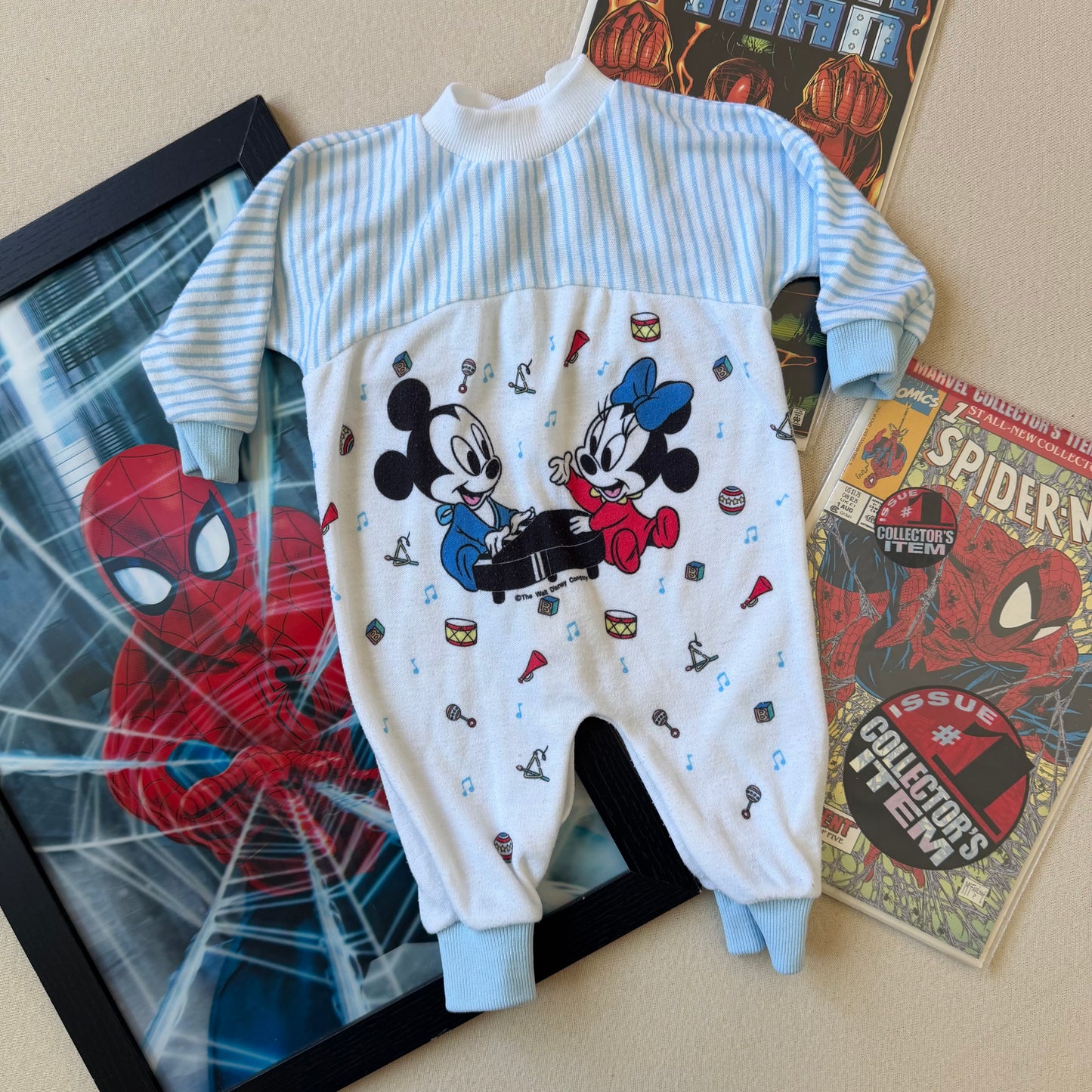Newborn 1980s Mickey Onesie